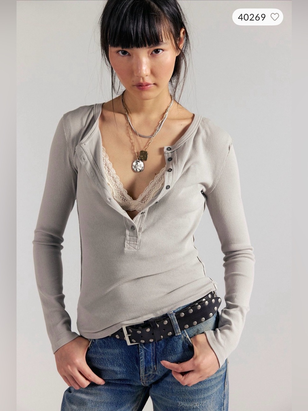 Free People We The Free Jamie Henley Top in Quiet Grey Size XS NEW